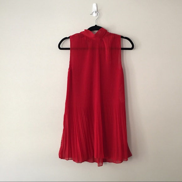 NWOT Zara Sheer Pleated Blouse with Tie Closure - Picture 2 of 11